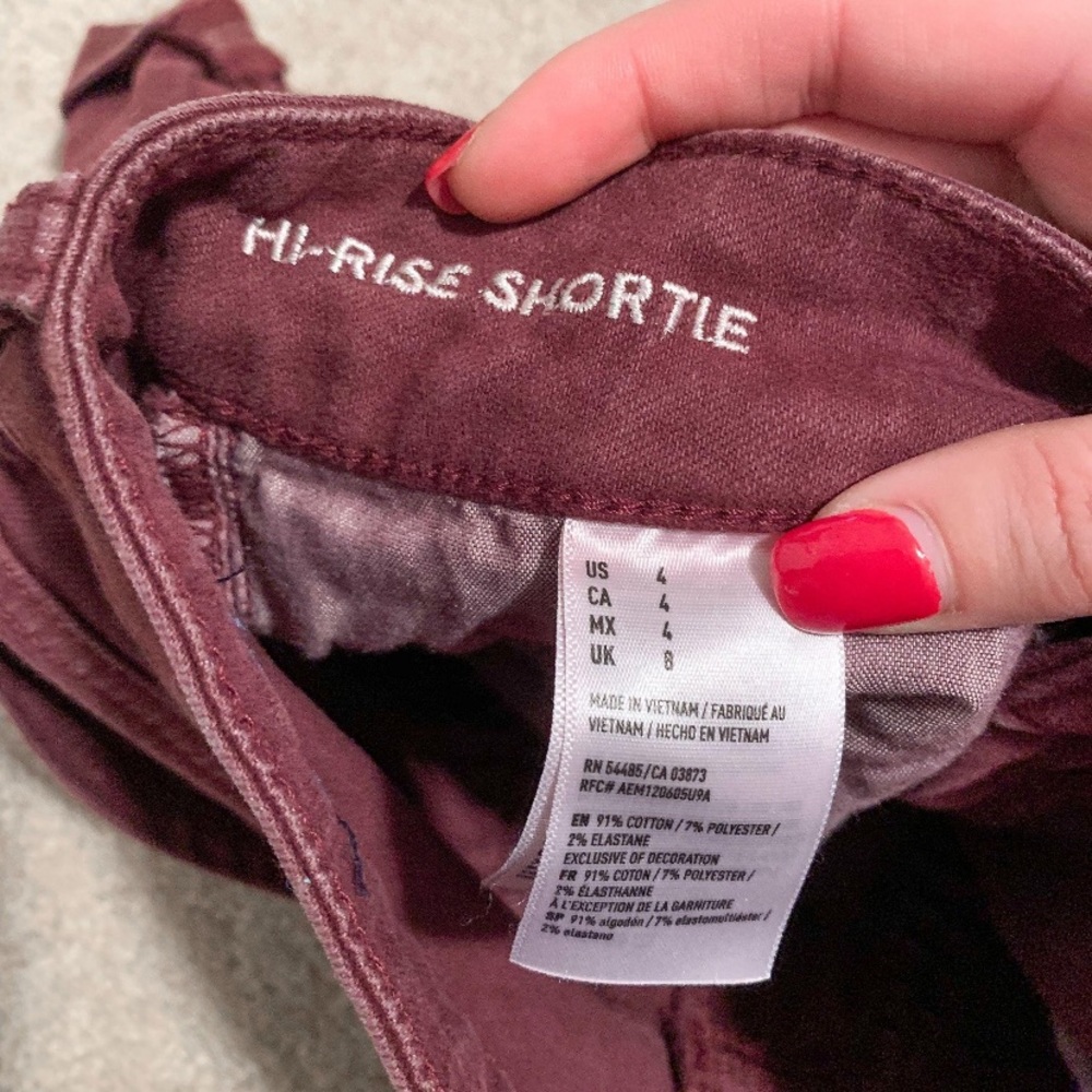 American Eagle Hi Rise Maroon Jean Short - Picture 4 of 6